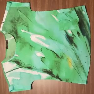The Limited Sheer Green Patterned Blouse w Front Pocket Size S